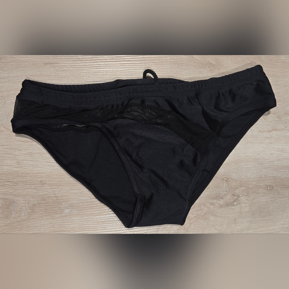 Black Men's Mesh Stripe Swimwear